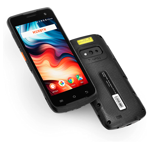 MUNBYN-Escáner portátil Android 8.1, PDA Lector código de Barras 2D, 3G 4G Escáner Android Resistente de Mano, NFC 13.56MHz, Pantalla de 5 '' PDA para almacén