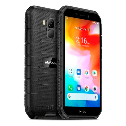 Móvil Resistente (2020), Ulefone Armor X7 Android 10 4G Teléfono Móviles Antigolpes IP68, Batería 4000 mAh, Fotografía Submarina, Quad-Core 2GB+16GB, Dual SIM/GPS/NFC, Desbloqueo Facial Negro